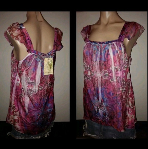 ONE WORLD PRINT BOHO TANK TOP SHIRT - Picture 1 of 4